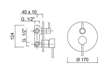 FUTURO - F6513-4 - Shower mixer with diverter by Rubinetteria Giulini - view 3